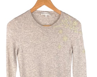 White + Warren Cashmere Sweater XS - Embroidered Star Detail