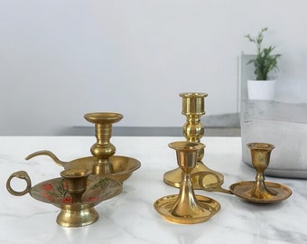 Vintage Brass Candle holders, brass candleholder with handle, brass lovers, angel candlestick holder gift for home, cozy home. gift for her.