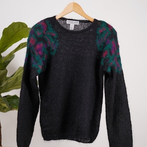 Vintage Wool Mohair Crew Neck sweater, oversizes  sweater, chunky sweater, knitted sweater fluffy grandma sweater, vintage sweater Christmas