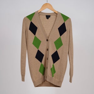 J. Crew Cashmere Cardigan Sweater: Geometric Argyle, XXS