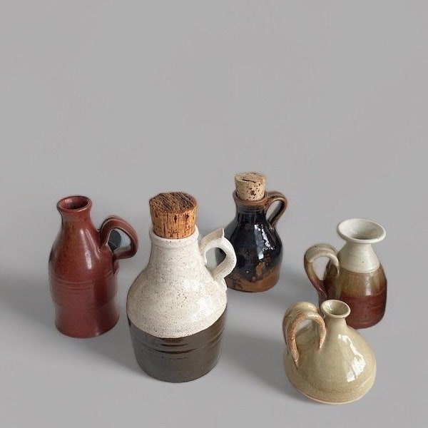 Stoneware pottery jug, whiskey jug, primitive stoneware crock jug, antique western jug.