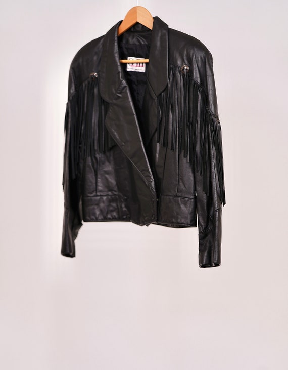 Southwestern black fringe Leather jacket for fall… - image 6