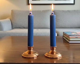 Vintage Solid Copper Candlestick Holders - Farmhouse Decor Set