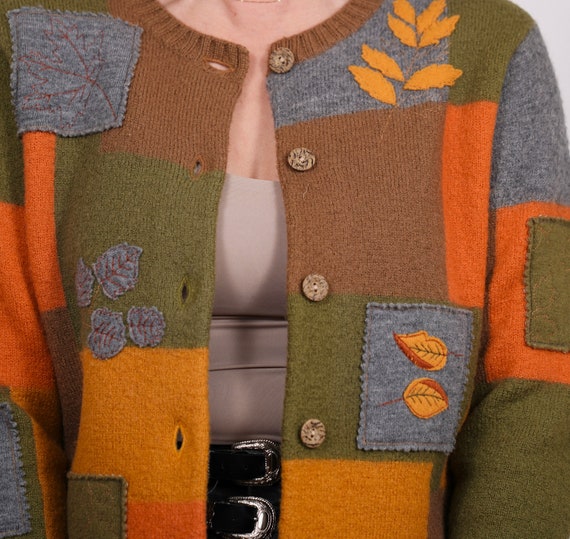 Vintage patch Wool cardigan sweater, Vintage colo… - image 5