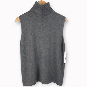 Gray Cashmere Turtleneck Sleeveless Sweater (L/XL)