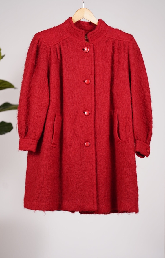 Wool mohair long coat,  vintage wool coat for fall