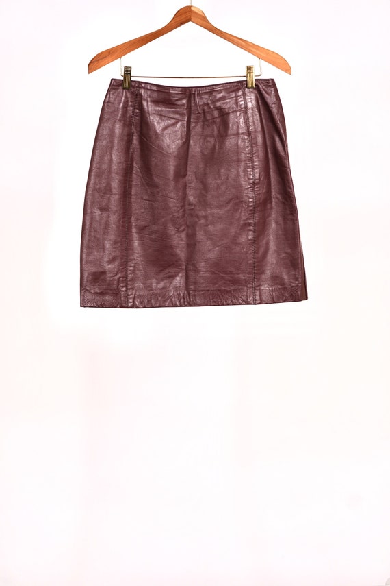 Brown leather mini skirt, vintage  leather skirt s