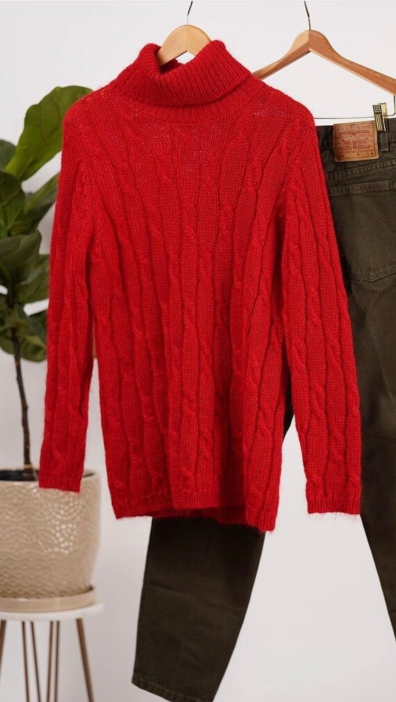 Wool Mohair turtle neck oversizes sweater, Woman'… - image 3