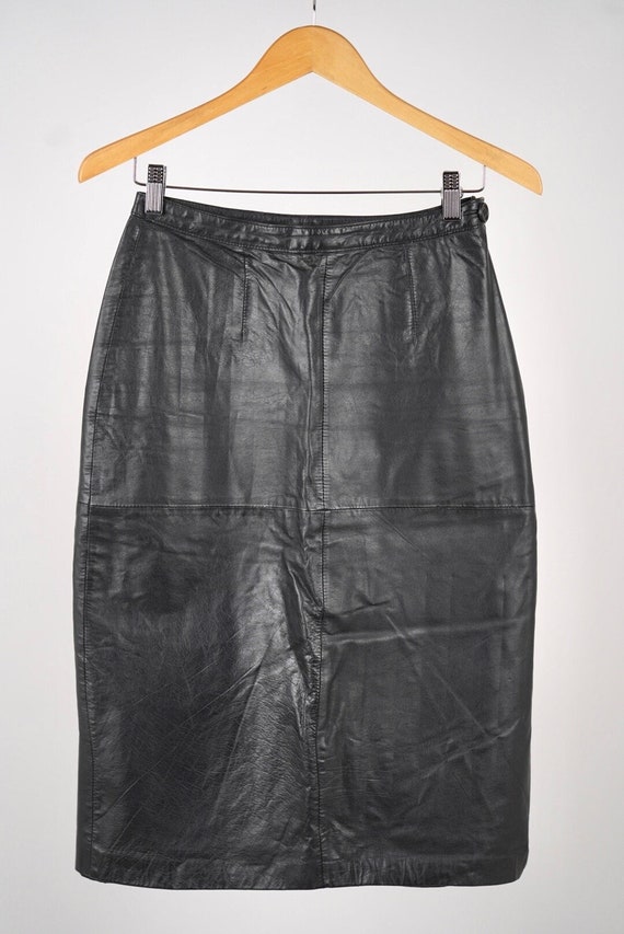 Jupe Crayon En Cuir Noir Femme – Taille 26 – Style Années 90 – Occasion Très Bon état