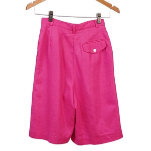 Vintage Talbots Linen high waist shorts x small, high hot pink linen bermuda sizes small, high waisted linen short size small. gift for her image 5