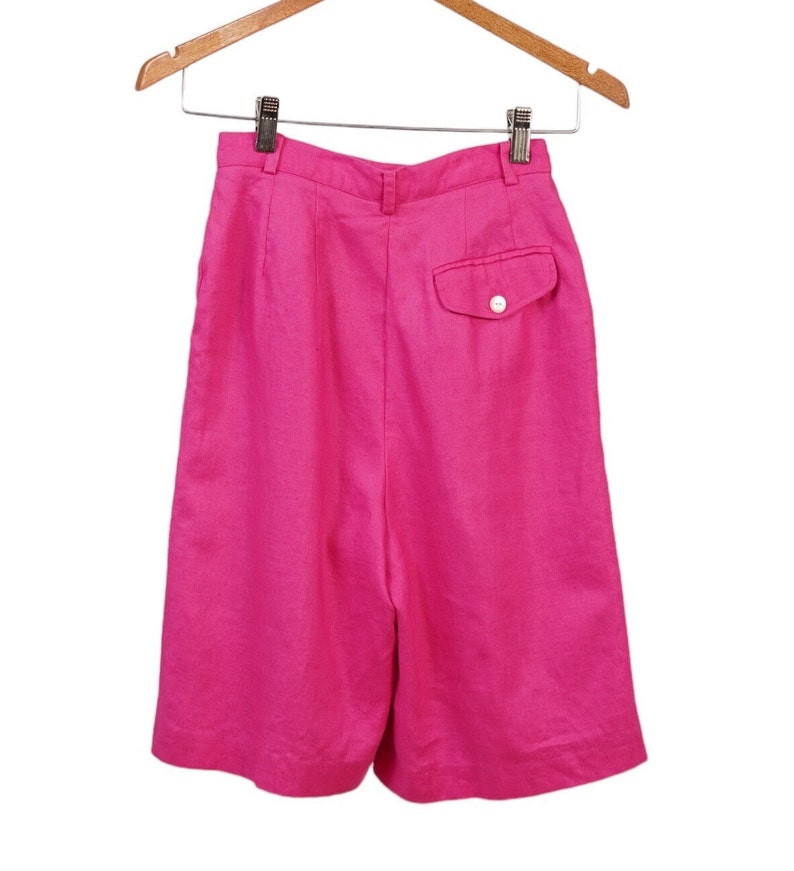 Vintage Talbots Linen high waist shorts x small, high hot pink linen bermuda sizes small, high waisted linen short size small. gift for her image 5