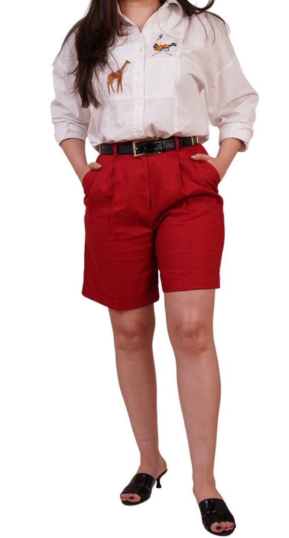 Linen Bermuda shorts sizes small, red linen bermud