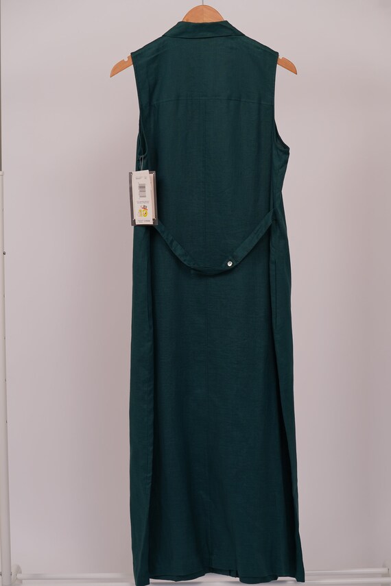 Linen maxi  button down dress, NWT green linen dr… - image 6