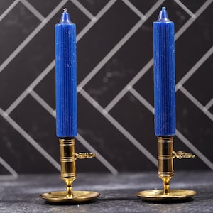 Vintage Brass Candlestick Holders: Art Deco Adjustable Chamber Set