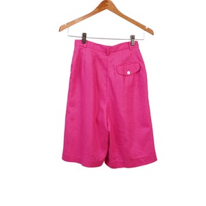 Vintage Talbots Linen high waist shorts x small, high hot pink linen bermuda sizes small, high waisted linen short size small. gift for her image 8