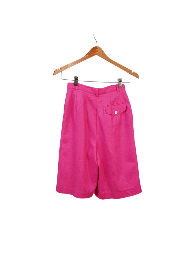 Vintage Talbots Linen high waist shorts x small, high hot pink linen bermuda sizes small, high waisted linen short size small. gift for her image 8