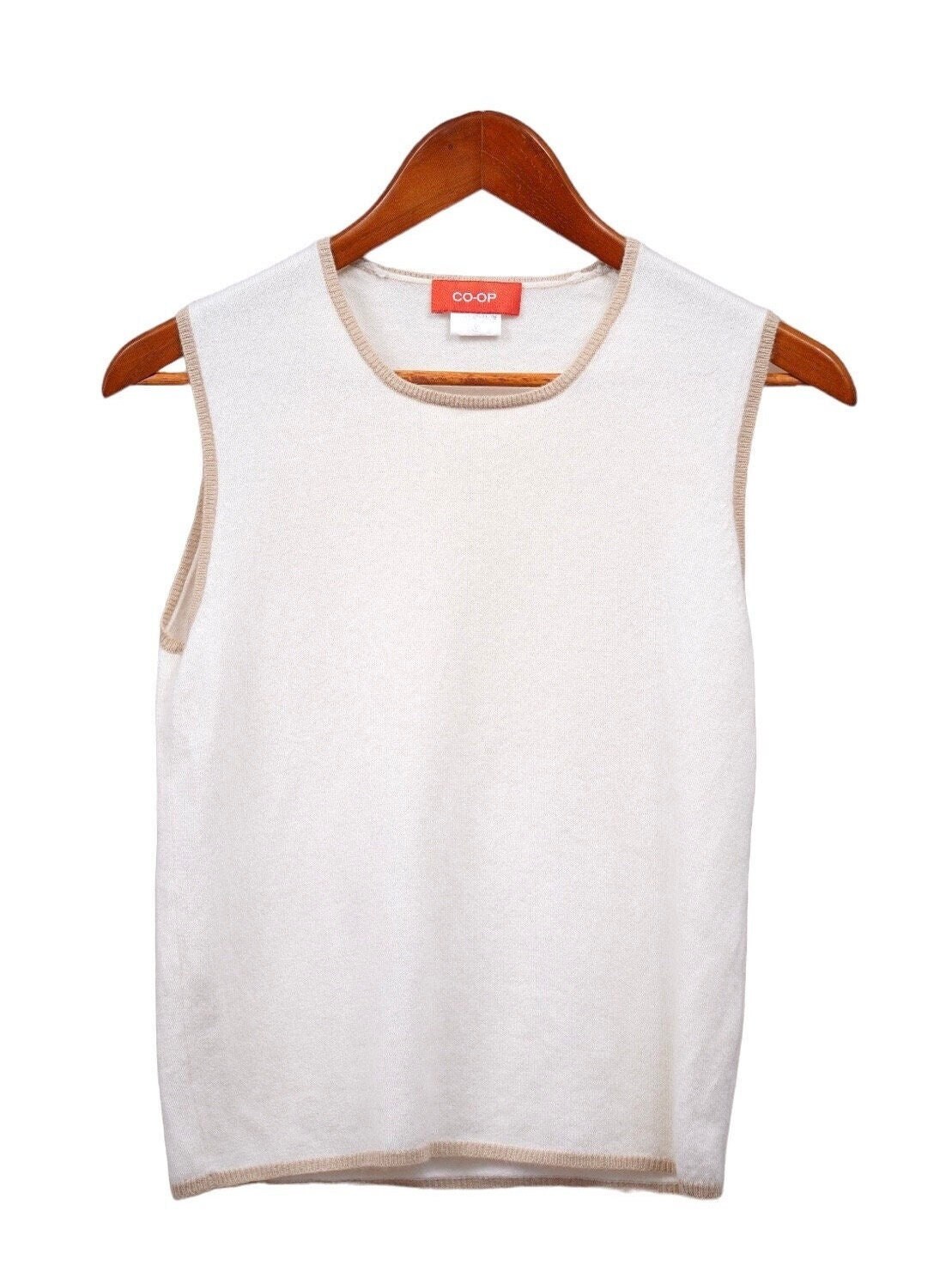 Cashmere Sweater Vest: Beige Sleeveless Top, Size M