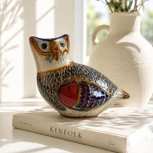 Vintage Studio Pottery Owl Figurine | Handcrafted Ceramic Owl Sculpture | Mid Century Modern Decor | Scandinavian Style Owl