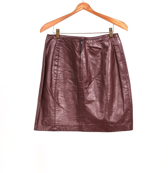 Brown leather mini skirt, vintage  leather skirt … - image 3