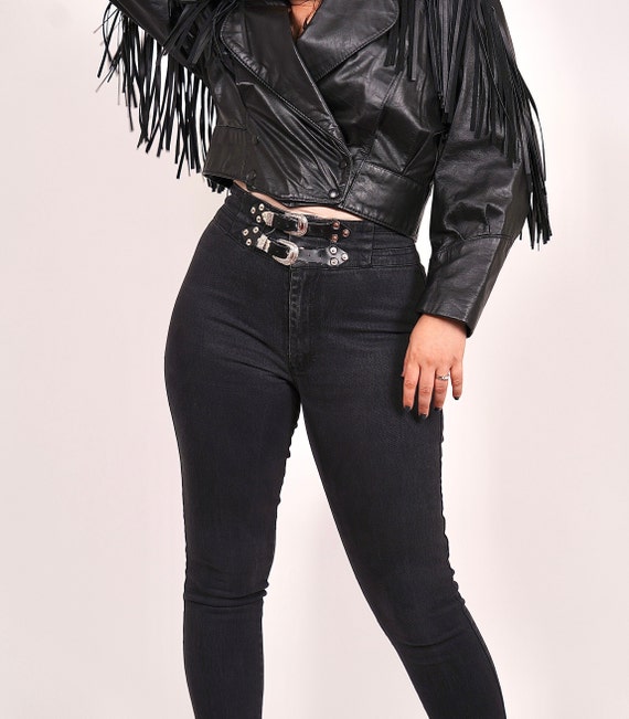 Southwestern black fringe Leather jacket for fall… - image 5