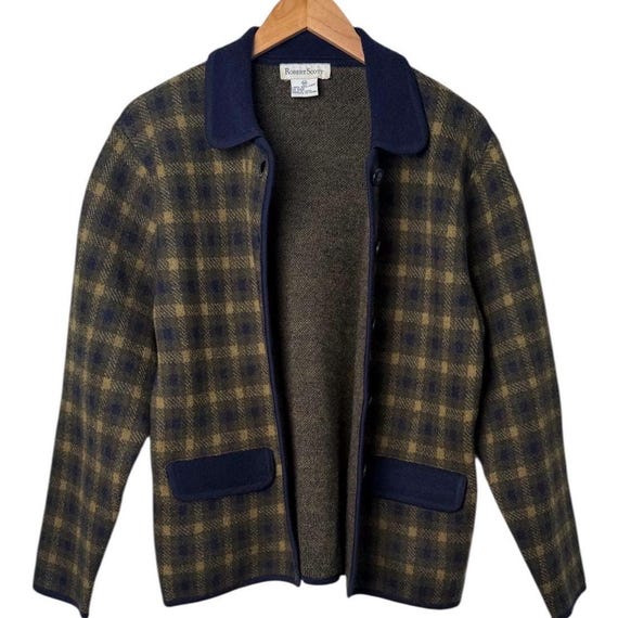 Vintage Plaid Wool Cropped Jacket: Oversized Coll… - image 2