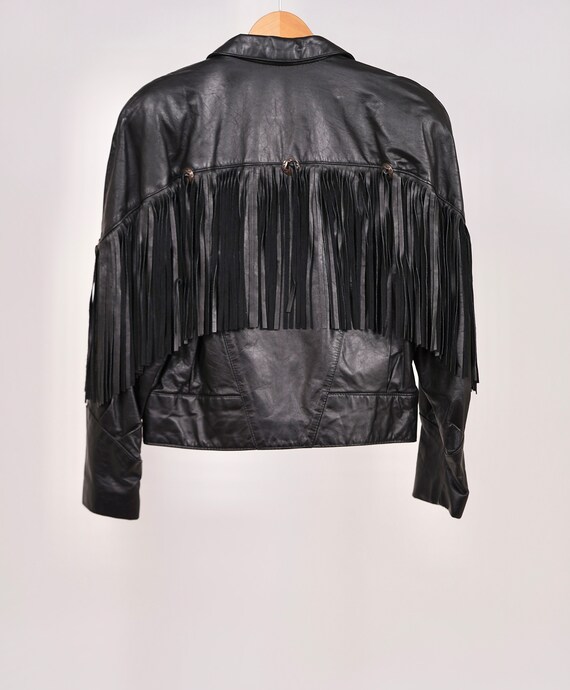 Southwestern black fringe Leather jacket for fall… - image 4