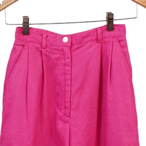 Vintage Talbots Linen high waist shorts x small, high hot pink linen bermuda sizes small, high waisted linen short size small. gift for her image 7
