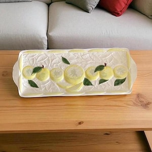 Vintage Majolica Lemon Ceramic Serving Plate, Snack Plate