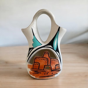 Signed Acoma Pueblo Wedding Vase: Southwestern Pottery Art