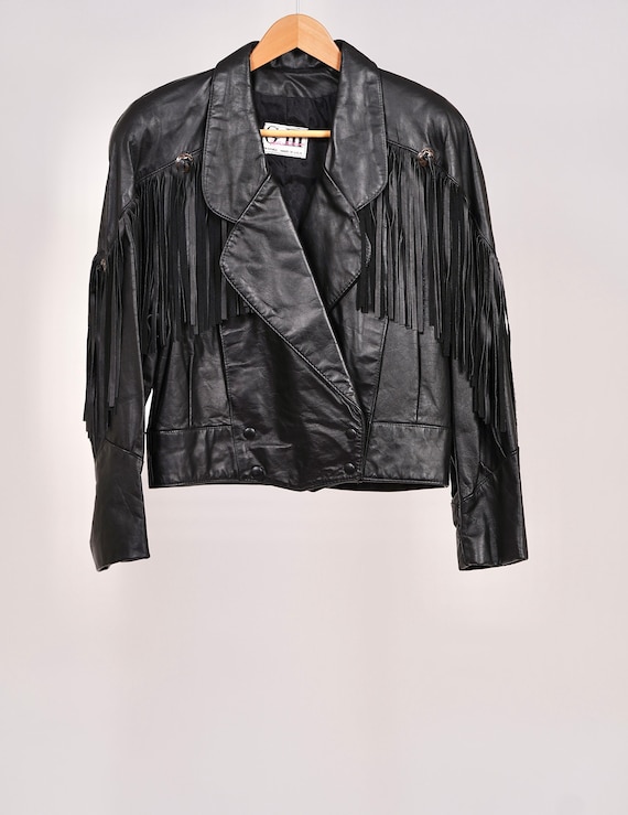 Southwestern black fringe Leather jacket for fall… - image 1