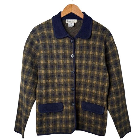 Vintage Plaid Wool Cropped Jacket: Oversized Coll… - image 1