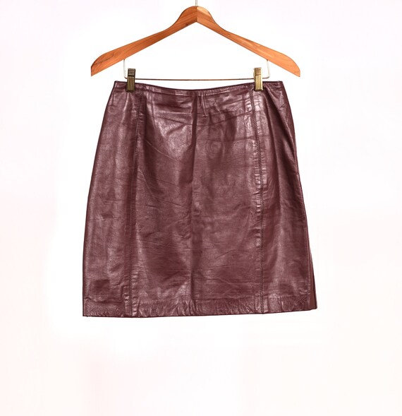 Brown leather mini skirt, vintage  leather skirt … - image 5