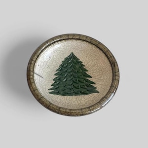 Vintage Christmas Tree Catchall Ceramic Bowl, Hand Made Ceramic Small Bowl Christmas Decor.