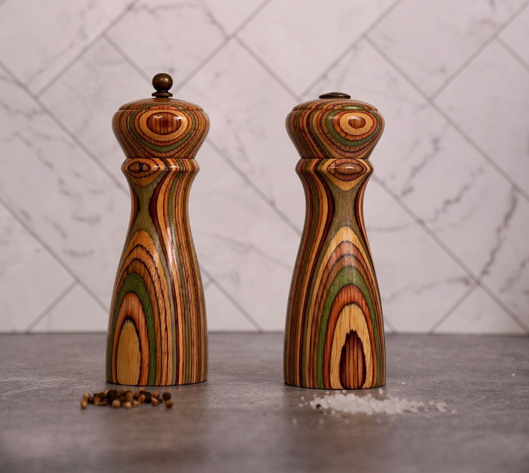 Mr Dudley Salt and Pepper Grinder Set Wooden Salt and Pepper Etsy