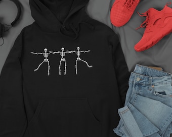 Halloween Skeleton Hoodie, Skeleton Trio Hoodie, Skeleton Sweatshirt