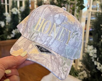 HONEY Camo  trucker hat country girl embroidered camo southern style trendy western cap cool cowgirl hat neutral adjustable trucker hat