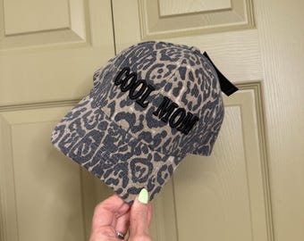 COOL MOM Leopard Adjustable Hat Mom Hat Mother Trucker Hat 3D Puff Embroidery Hat Womens Baseball Cap Cheetah Print Hat Motherhood Hat MAMA