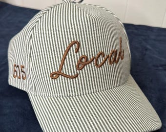 Nashville Hat 615 Embroidered Trucker Hat PUFF 3D Custom Local Tennessee Hat Green Striped Women’s Cap, Nashville Gift Southern Hat Original
