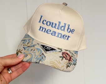 Gorro de camionero divertido "Podría ser más mala" Gorro con visera floral Gorro de brocado Gorro lindo para mamá Gorro bordado atrevido Gorro de moda para mujer Regalo para ella
