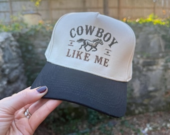 Cowboy Like Me Trucker Hat, Western Horse Embroidered Hat, Cowgirl Cap, Country Western Hat, Rodeo Hat, Vintage Western Gift