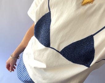 Blå pärlfärgad bikinitopp