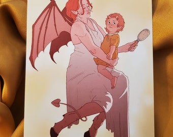 Storge- Demon Tiefling Woman and Child- Art Print