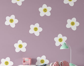 Smiling Daisy Wall Decal – Happy Flower Nursery Decor