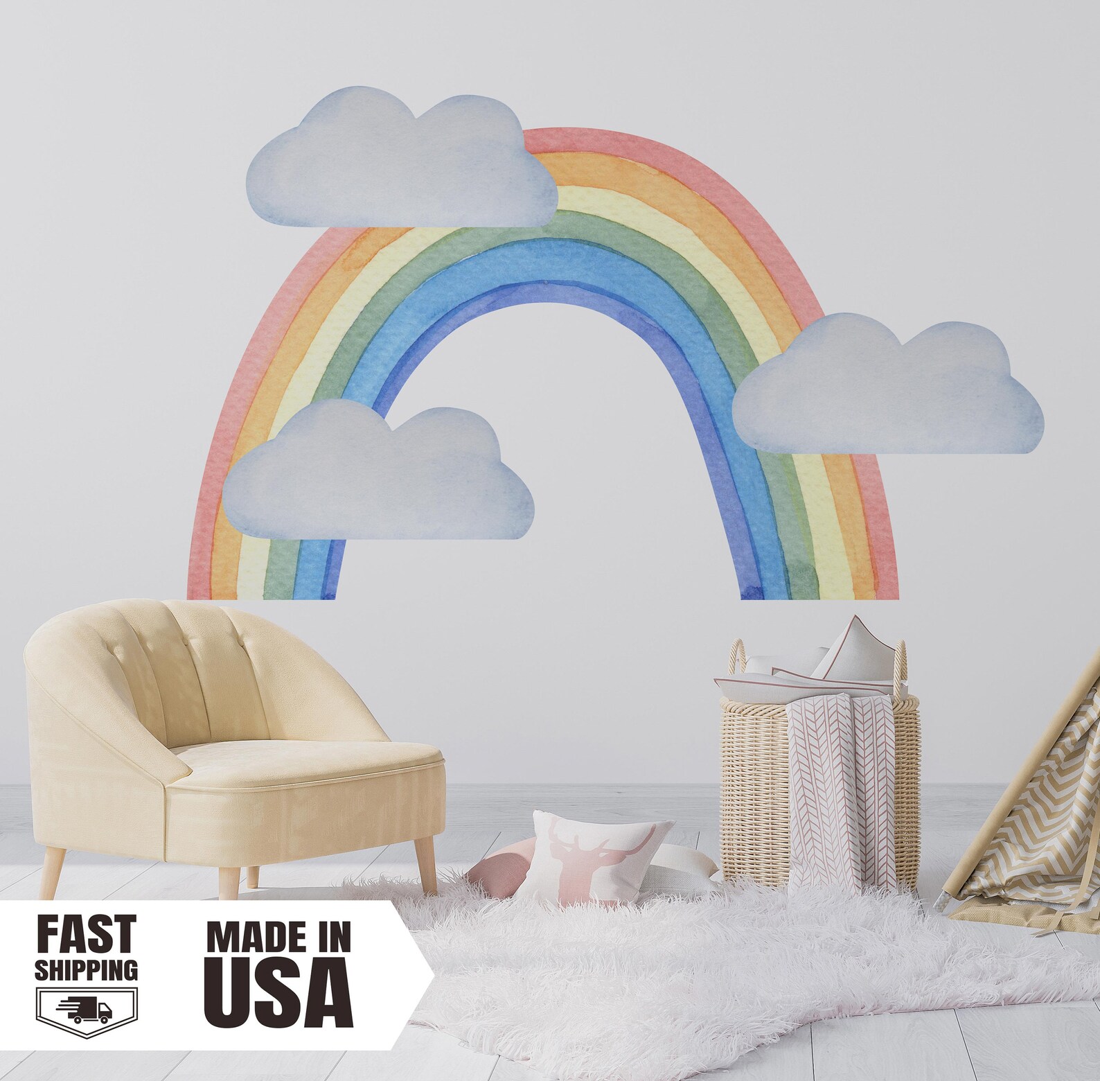 Large Rainbow Wall Decal – Fabric or Vinyl Rainbow Set - Etsy