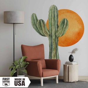 Cactus Fabric Wall Decal, Boho Cactus Wall Decal, Desert Vibes, Cactus and Sun