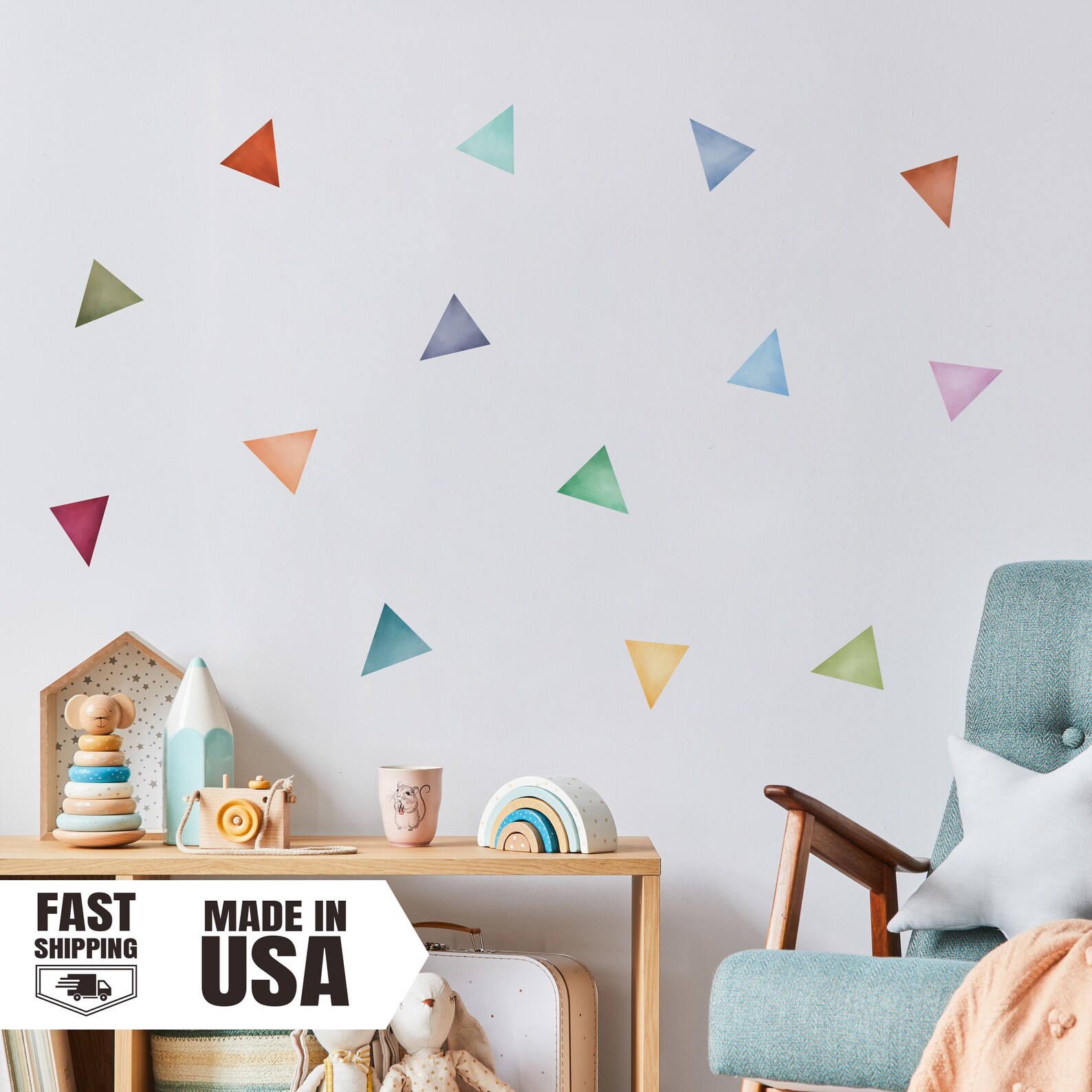 Watercolor Triangle Wall Decals: Fabric Decal Set - Etsy