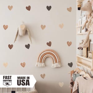 Neutral Heart Wall Decals – Skin Tone Heart Stickers – Boho Removable Vinyl Wall Art – Multicultural Kids Room Decor – 30 Piece Set