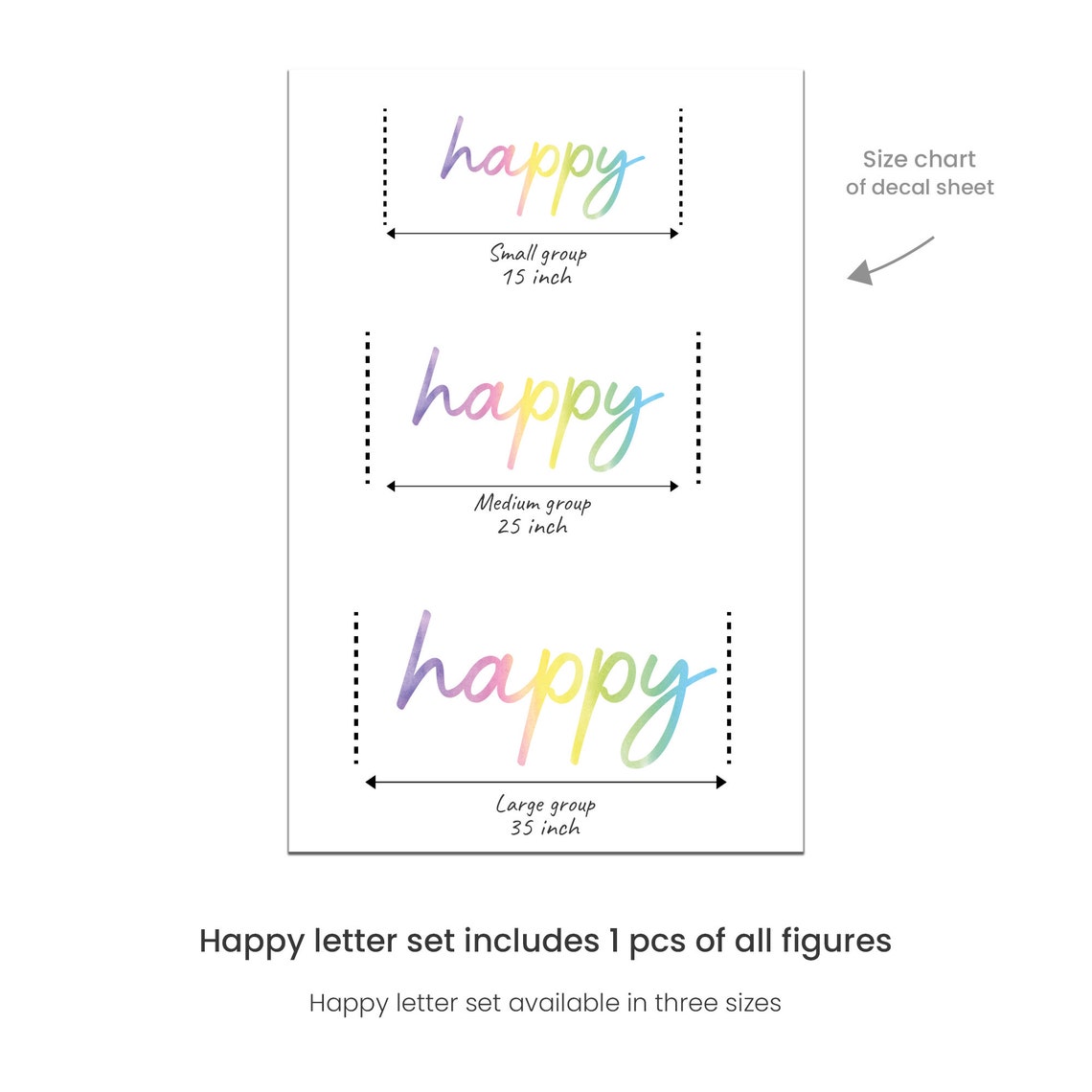 Happy Watercolor Vinyl Wall Decal, Colorful Fabric Wall Art - Etsy