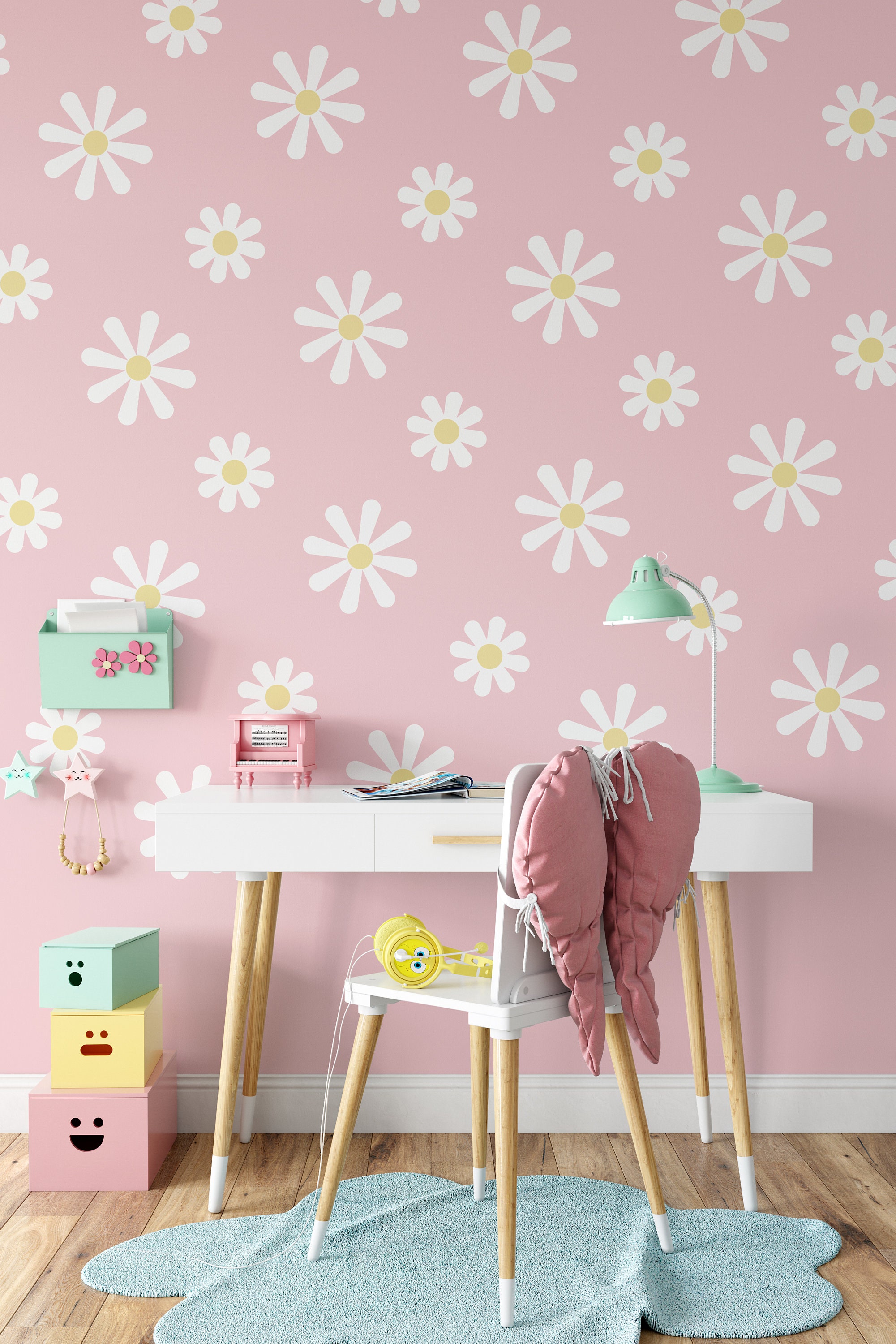 Daisy Wall Decal Floral Wall Decal Decorative Fabric Wall Etsy