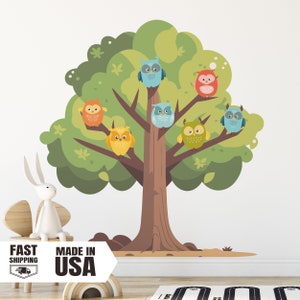 Cartoon Style Tree with Owls Set image 3